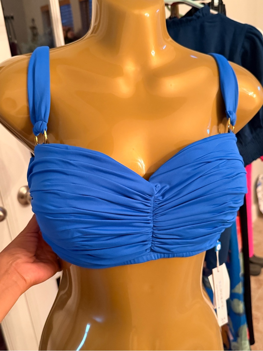 Bleu Rod Beattie Bright Blue Bikini Strap with Gold Accent 34D